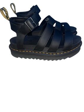 Dr. Martens Blaire Platform Sandals with Classic Yellow Stitching